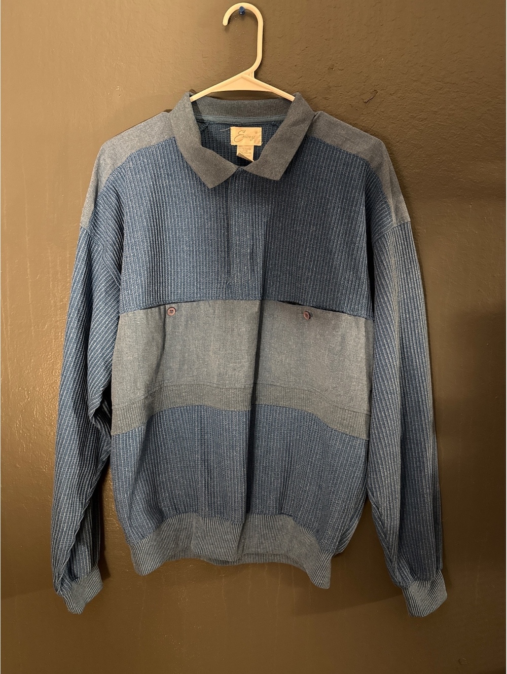 Envoy Women's Blue and Gray Colorblock Pullover Sweater XL